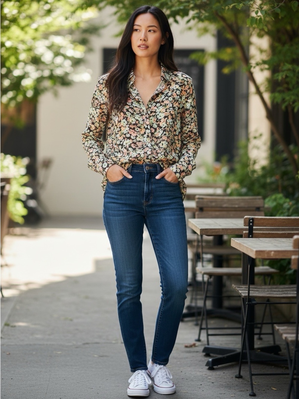 2 for $8 Volcom Floral Button-Front Top #924